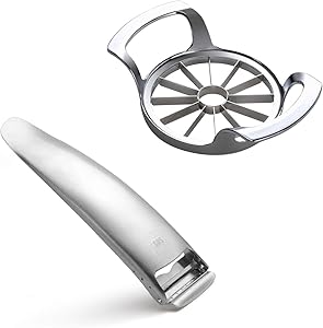 SAVORLIVING Stainless Steel 12 Blade Apple Slicer and Stainless Steel Vegetable Peeler Bundle