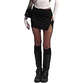 Tisfeer Mini Skirt for Women with Side Split Mid Waist Bodycon Skort with Shorts Underneath Casual Trendy Outfits