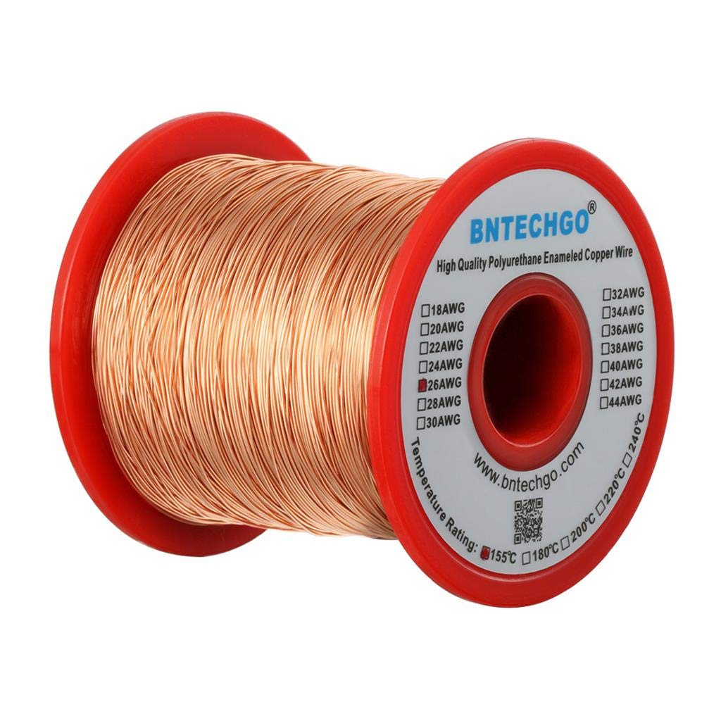 BNTECHGO 26 AWG Magnet Wire - Enameled Copper Wire - Enameled Magnet Winding Wire - 1.0 lb - 0.0157" Diameter 1 Spool Coil Natural Temperature Rating 155℃ Widely Used for Transformers Inductors