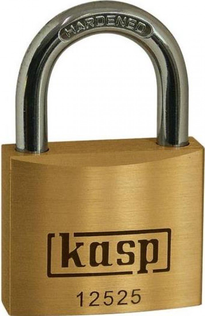 Kasp K12525A1 Premium Brass Padlock Keyed Alike, Gold/Silver, 25 mm