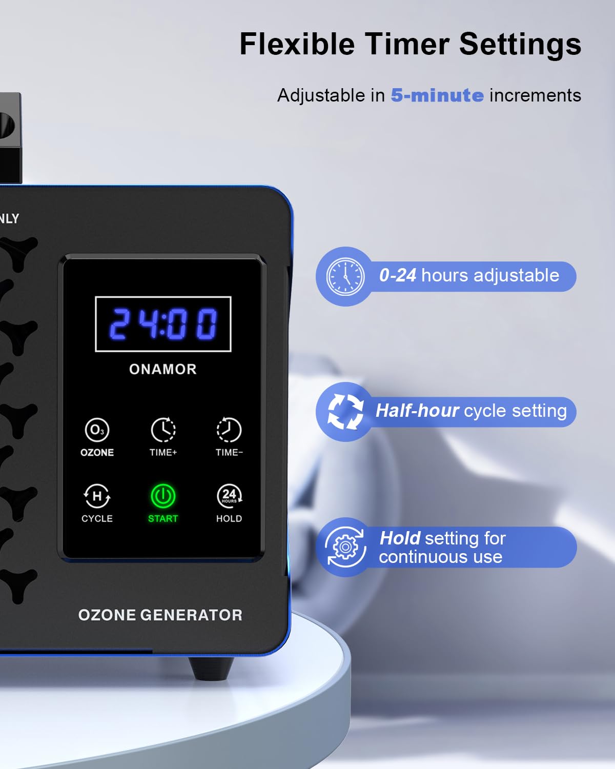 ONAMOR Digital Ozone Generator Odor Eliminator 99,000mg, High Capacity Ozone Machine Odor Removal Up to 8,000 Sq.Ft, Ionizer Deodorizer Ozonator for Home, Car, Smoke, Pet Room
