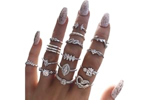 BELICEY 9-15PCS Knuckle Stacking Rings Set for Women Crystal Rhinestone Finger Statement Ring Sets Vintage Joint Knot Mid Rings for Teen Girls Stackable Rings Jewelry Accessories