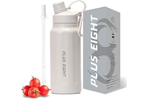 pluseight Sports Water Bottle, Insulated Water Bottle With Straw, Stainless Steel Water Bottle Wide Mouth for Sports, Gym or Office, BPA-Free Keep Cold 24H Hot 12H (White, 25 oz)