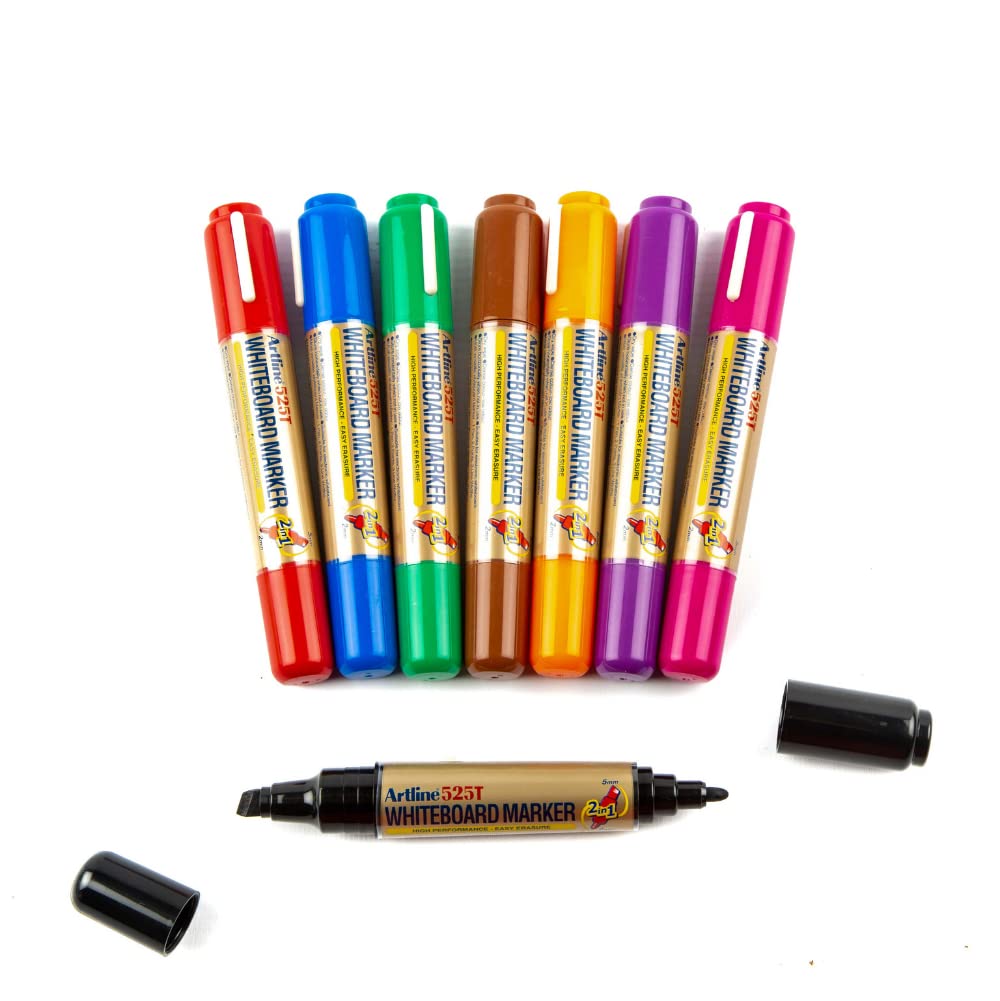 SmarterSurfaces Professional Whiteboard Markers 8 Pack - Ideal for Whiteboard Dry Erase Surfaces - Red,Green,Black,Blue,Purple,Orange,Brown and Pink | Double Tipped