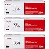 Canon CRG-054 Cyan, Magenta & Yellow Toner Cartridge Set, 3021C001AA, 3022C001AA, 3023C001AA