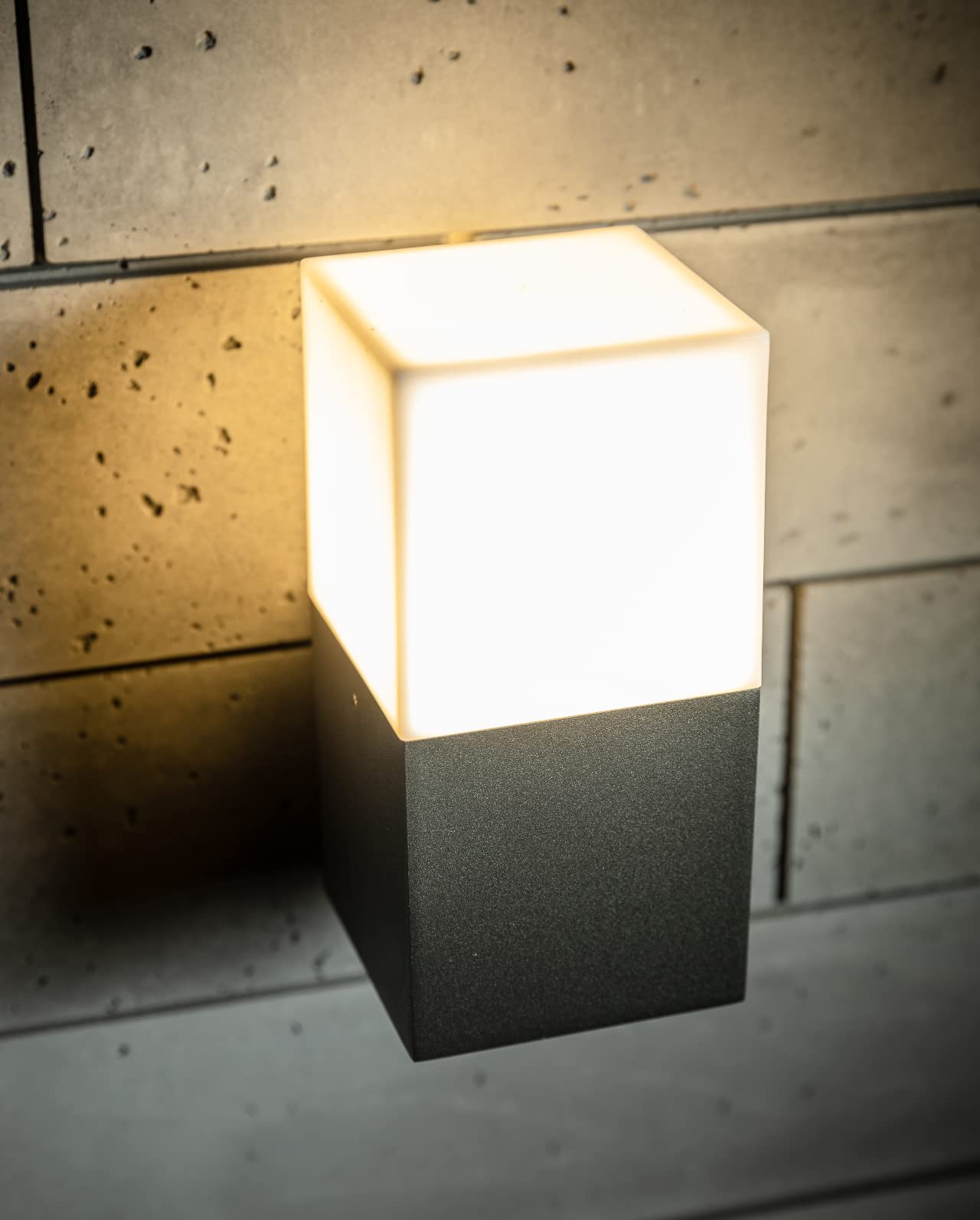 CGC Lighting Dark Grey White Square Cube Wall Outdoor Bulkhead Light Shed Conservatory Garden Porch Patio Driveway Garage Monochrome Modern Anthracite