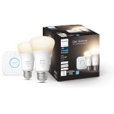 Philips Hue White Smart Light Starter Kit - Includes (1) Bridge and (2) 75W A19, E26 LED Smart Soft White Bulbs - Control with App - Compatible with Alexa, Google Assistant, and Apple HomeKit
