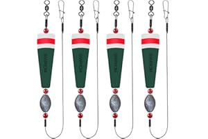 SIWRIOM Popping Corks Floats for Saltwater Fishing Bobber, 4PCS Weighted Bobbers Inshore Fishing Popping Cork Float Rig Rattle Popper for Redfish Speckled Trout Sheepshead Flounder Fishing Tackle