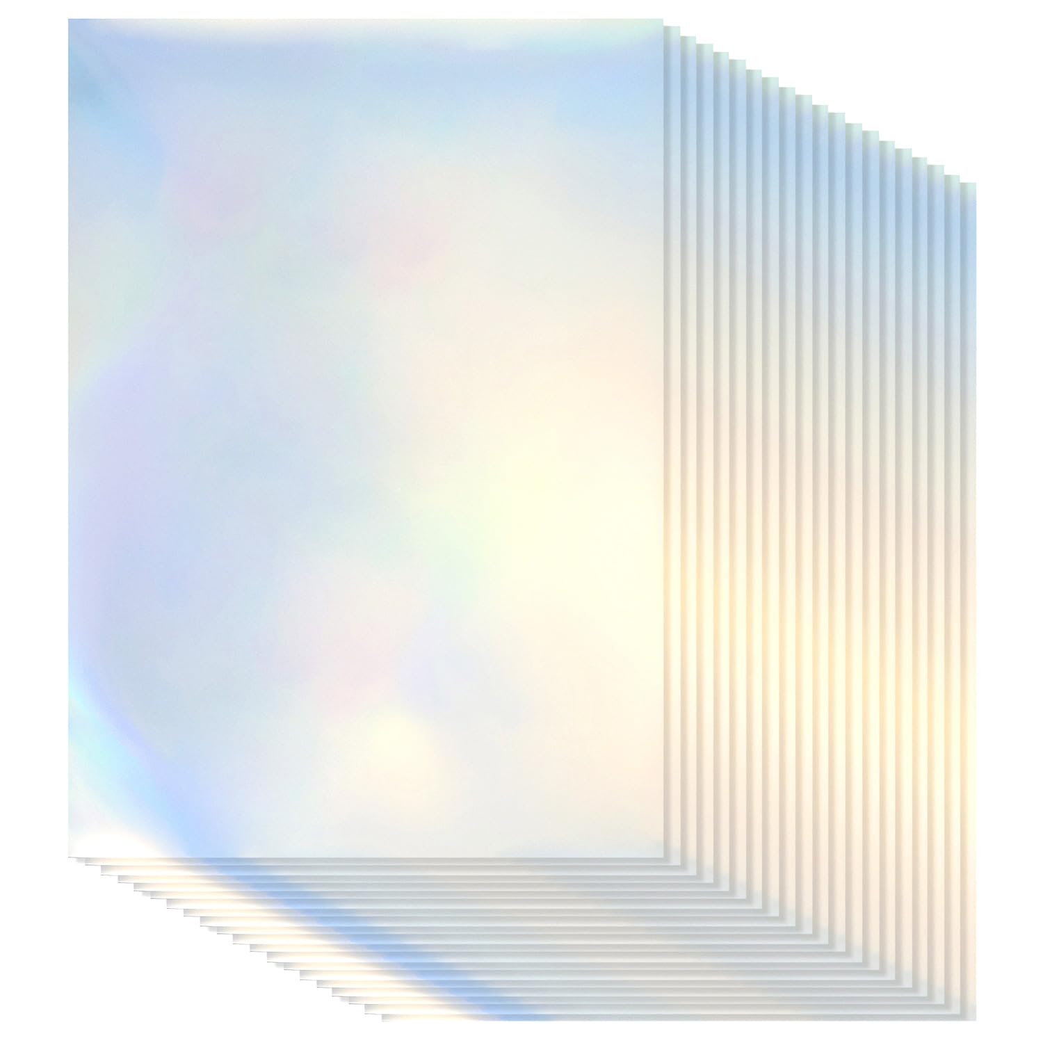 QWORK® 20 Sheets Printable Holographic Stickers A4 Size Rainbow Vinyl Sticker Paper Dries Quickly Waterproof for Inkjet/Laser Printer (210 x 297 mm)