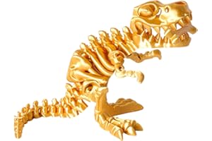 FunisFun 3D Printed Dragon with Articulated Bones for Adult, 3D Printed Dinosaur Fidget Toys Decor for Stress Relief (Gold, 1P)
