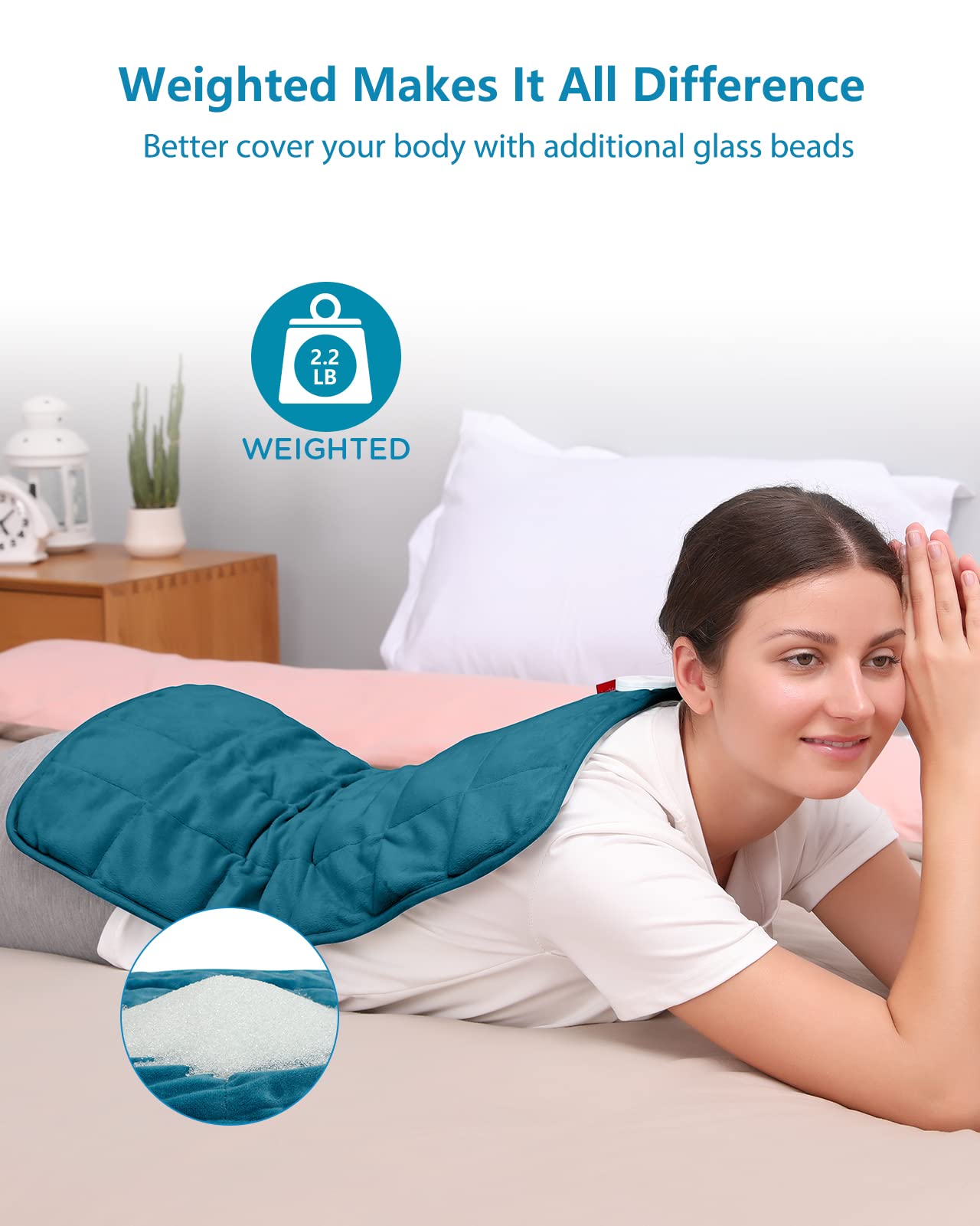 Comfytemp Weighted Heating Pad for Back & Period Cramps, FSA Eligible, Birthday Gifts for Mom Dad Women Men, 2.2lb HSA Electric Heat Pad for Neck Shoulder Pain Relief, 2H Auto-Off Heated Pad, 12x24