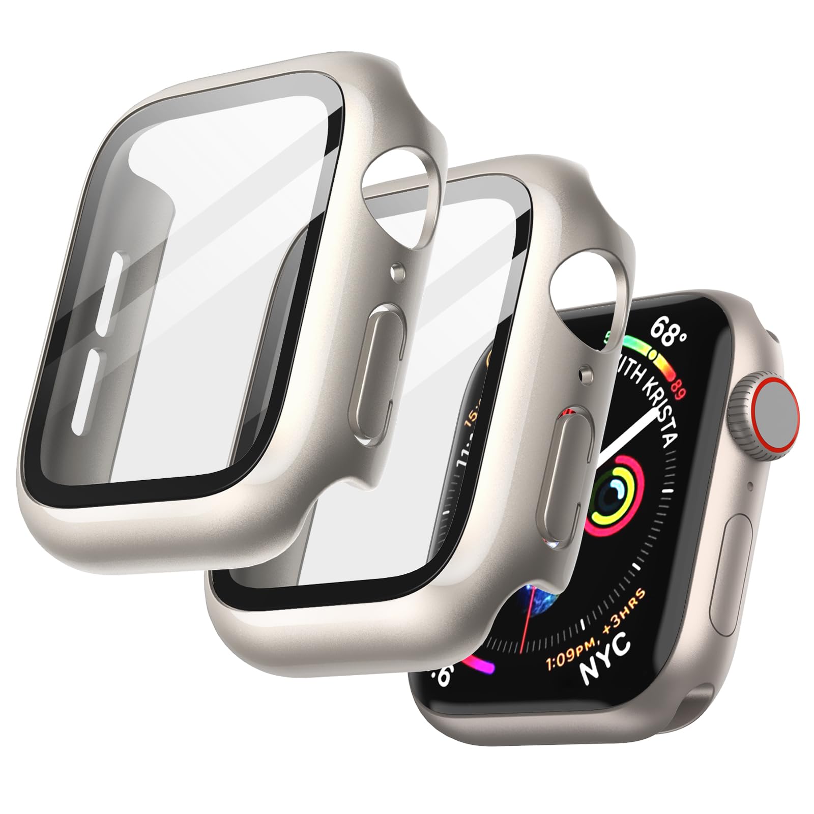 Photo 1 of JETech Case with Screen Protector for Apple Watch SE 3/2/1 (2025/2022/2020) / Series 6 5 4 40mm, Overall Protective Cover, Built-in Tempered Glass Film High Sensitivity, 2 Pack (Starlight)