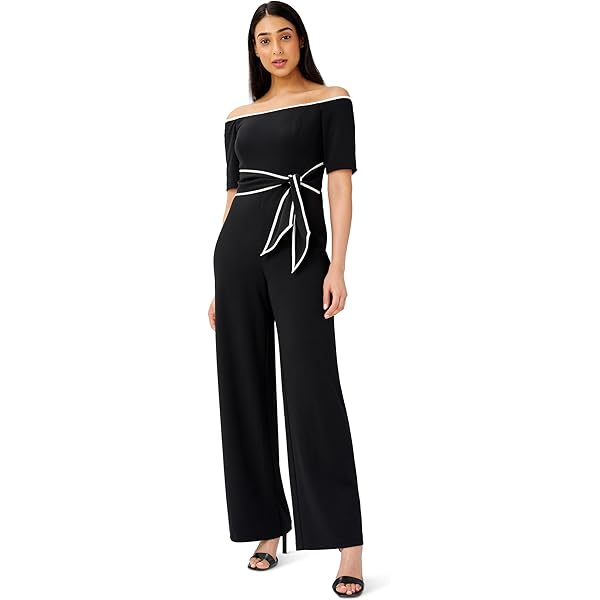 Amazon.com: Adrianna Papell Women's Lace Crepe Jumpsuit, Black, 6