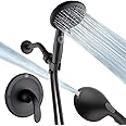 POP SANITARYWARE Duscharmatur-Set Mattschwarz – Regenbrause Mit 6 Strahlen & Touch-Clean
