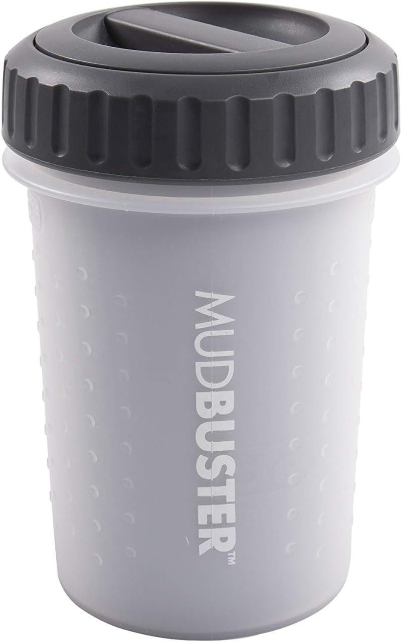 Dexas Lidded MudBuster Portable Dog Paw Cleaner, Light Gray, Medium