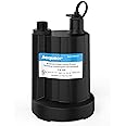 Acquaer Submersible Water Pump 1/6 HP Sump Pump Thermoplastic Utility Pump Small Electric Water Pump 1750 GPH Water Remove for Basement Hot Tubs Garden Pool Cover Draining with 10 ft Cord