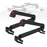 Ski and Snowboard Roof Racks, Ski Roof Racks with Anti-Theft Lock Racks Carrier for Snowboard Universal Ski Top Holder Fits for Square/Round/Aero/Oval Cross Bars, Black