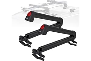 JUSTOOP Ski and Snowboard Roof Racks, Ski Roof Racks with Anti-Theft Lock Racks Carrier for Snowboard Universal Ski Top Holder Fits for Square/Round/Aero/Oval Cross Bars, Black