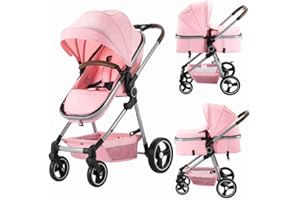 Arlifo Baby Stroller 2 in 1 Standard Bassinet Stroller Carriage Infant Toddler Girl Boy Coches para Bebes Modernos Lightweight Foldable Travel Stroller for Newborn Toddler Pram Convertible Stroller