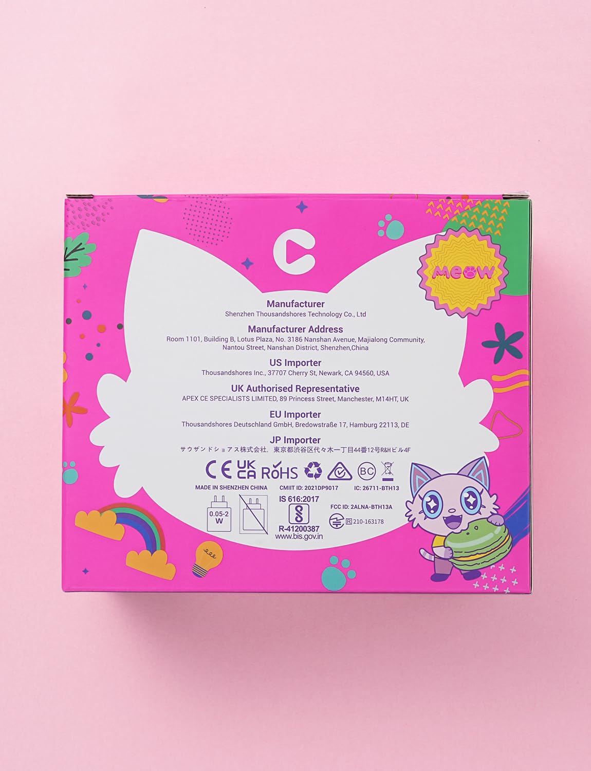 iClever Cat Ear Kids Bluetooth Headphones, LED Lights Up, 74/85dBA Safe Volume Limited, 50H Playtime,Bluetooth 5.2, USB C, Kids Headphones Wireless for Travel iPad Tablet, Meow Macaron Pink