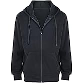 LeeHanTon Mens Zip Up Fleece Jacket Lightweight Hoodies Casual Soft Full Zip Coats with Pockets Plus Size S-5XL Big&Tall