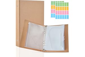 WANGDEFA Knitting Needles Holder Case Set Circular Needle Case Circular Knitting Needle Storage 1 Pcs Kraft Cover 20 Pcs Binder Pockets and 48 Pcs Label Paper for Collecting Sorting