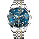 OLEVS Men Watch Business Dress Diamond Luxury Watch Luminous Easy to Read Date Waterproof Stainless Steel Quartz Analog Simple Dress Watch