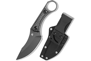 KANSEPT Niko Fixed blade Knife with Sheath, 3.54'' Grey TiCn Coated D2 Blade and Black Micarta with Frag Pattern Handle, Adjustable Kydex Sheath for EDC, Fixed Knifes for Camping Hiking Fishing G004A6