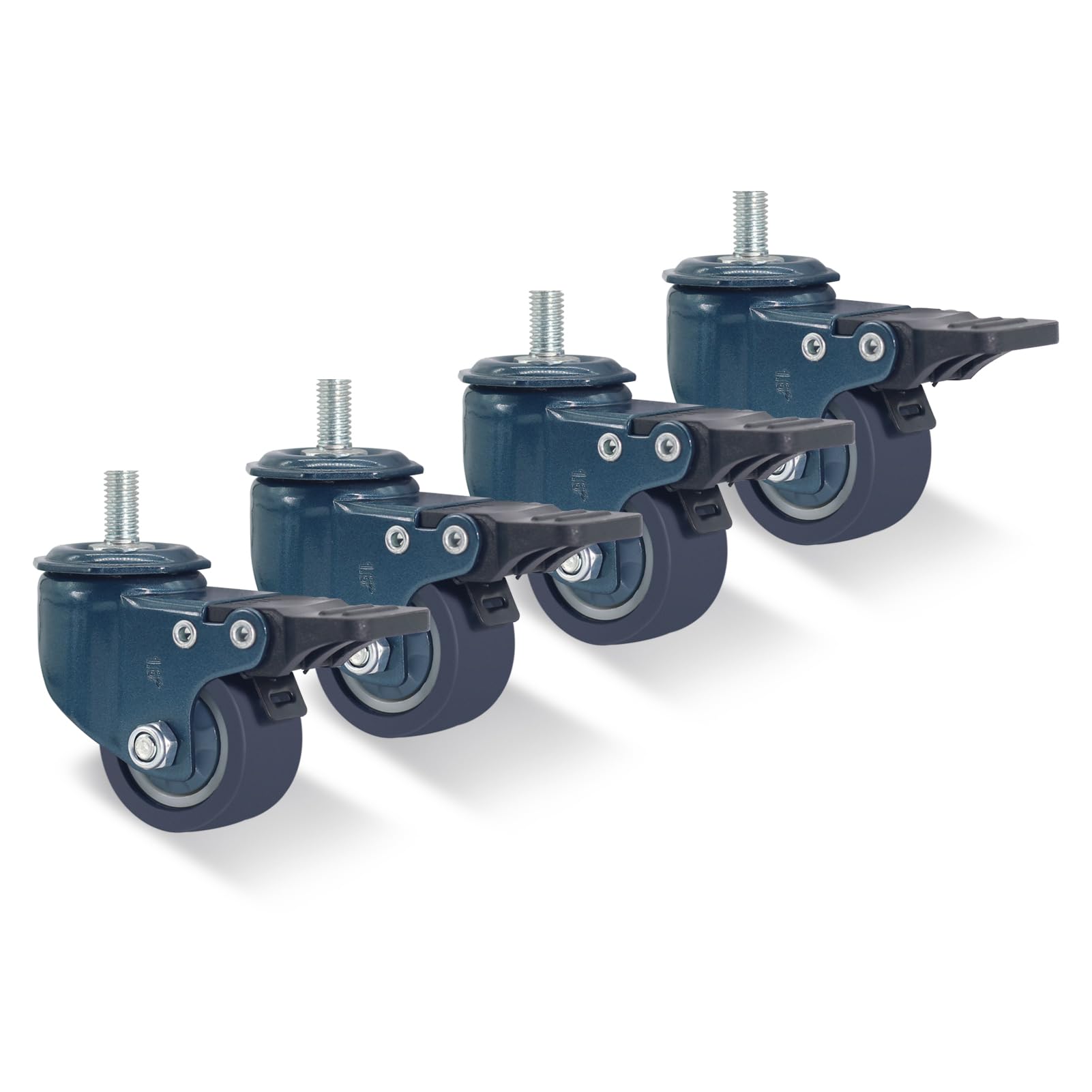 Photo 1 of TESUMI Caster Wheels, 1.6 Inch Locking Stem Casters Set of 4, Threaded Stem (Diameter 5/16", Length 3/5") Heavy Duty Caster with Total Brake, PU Wheel Swivel Castor Wheels for Furniture, Carts