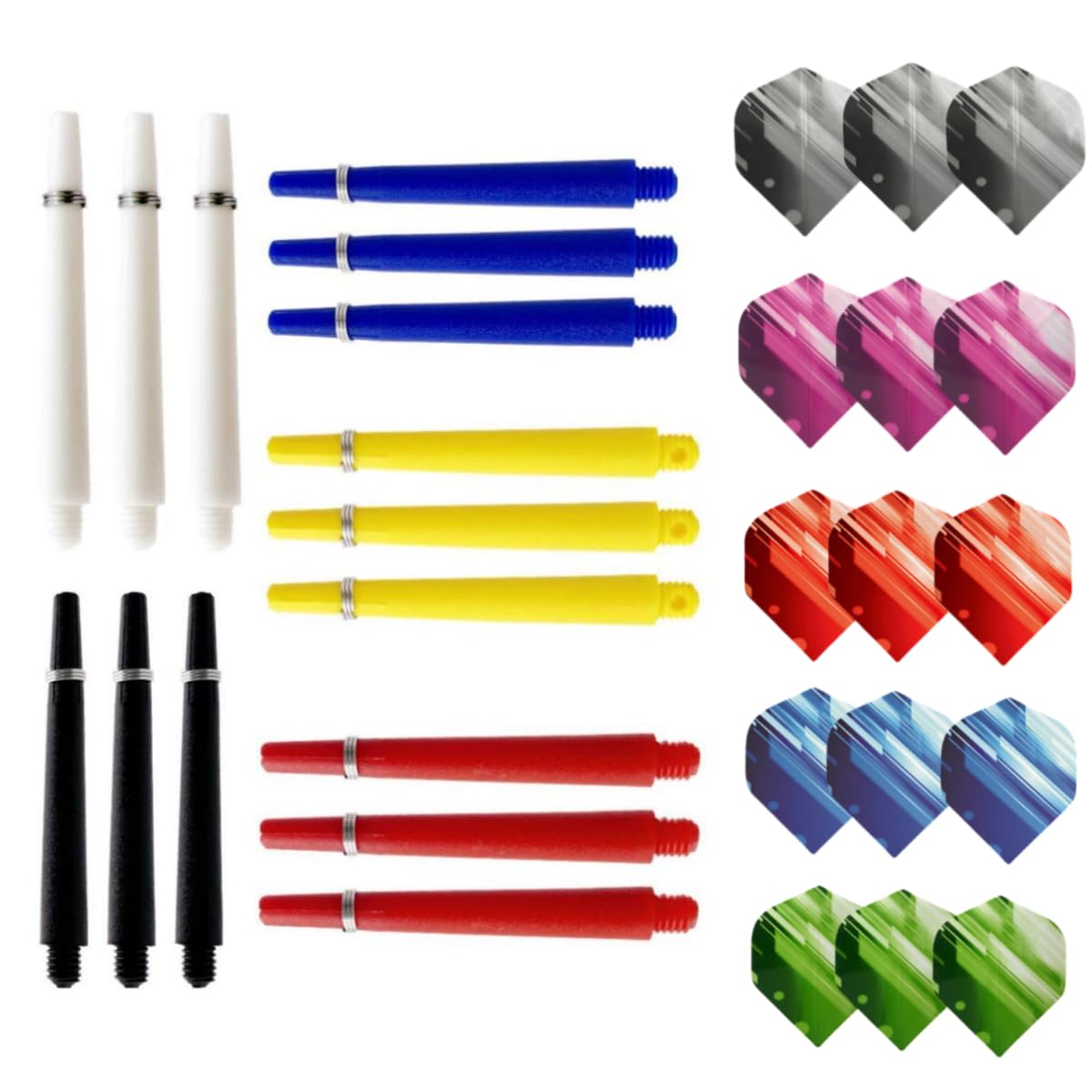 HRLORK Darts Shafts Darts Flights Nylon Shafts Multiple Stems and Flights Darts Accessories- 15 Packs