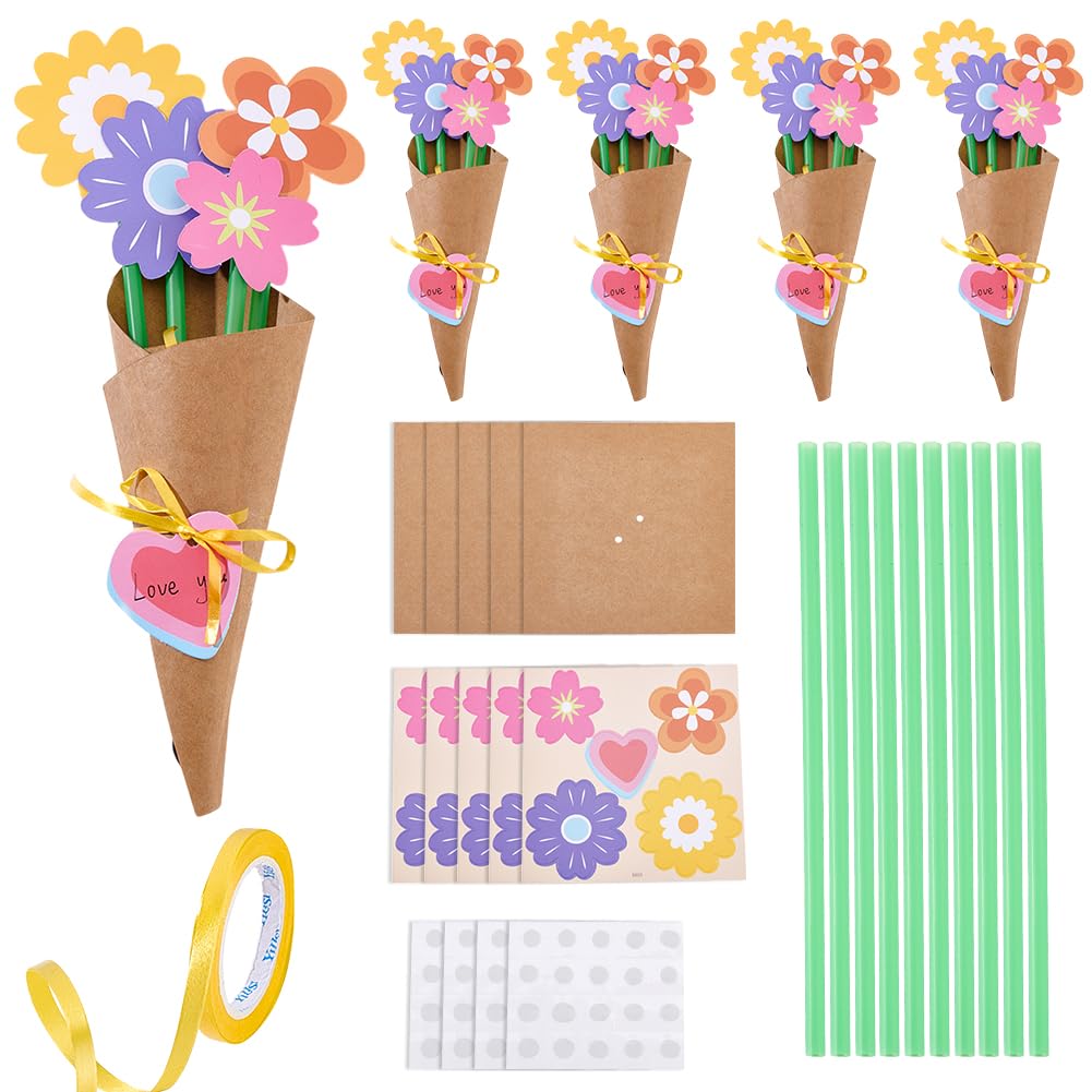 Photo 1 of **STRAWS ONLY*** AHANDMAKER 24 Set Flower Bouquet Craft Kit, Make Your Own Flowers Vase Art DIY Flower and Craft for Teacher Mother's Day Christmas Birthday Party Gift Decoration