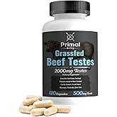 Primal Being Grassfed Beef Testes Capsules – Nutrient-Dense Beef Organ Supplement for Men, New Zealand Sourced, 120 Capsules