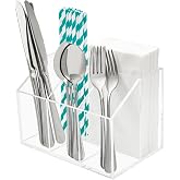 My Space Organizers Utensil Holder Silverware Caddy Countertop Cutlery Organizer For Napkins Flatware Spoon Fork Knife Plastic Acrylic