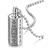 COOLSTEELANDBEYOND Steel Cylinder Pill Box Memorial Holder Stash Locket Hexagon Pendant Necklace, Screw Head, Tibetan