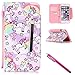 iPhone 5S Case, iPhone 5 Wallet Case, Firefish Kickstand Flip [Card Slots] Wallet Cover Double Layer Bumper Shell with Magnetic Closure Strap Case for Apple iPhone 5/5S/SE-Horses