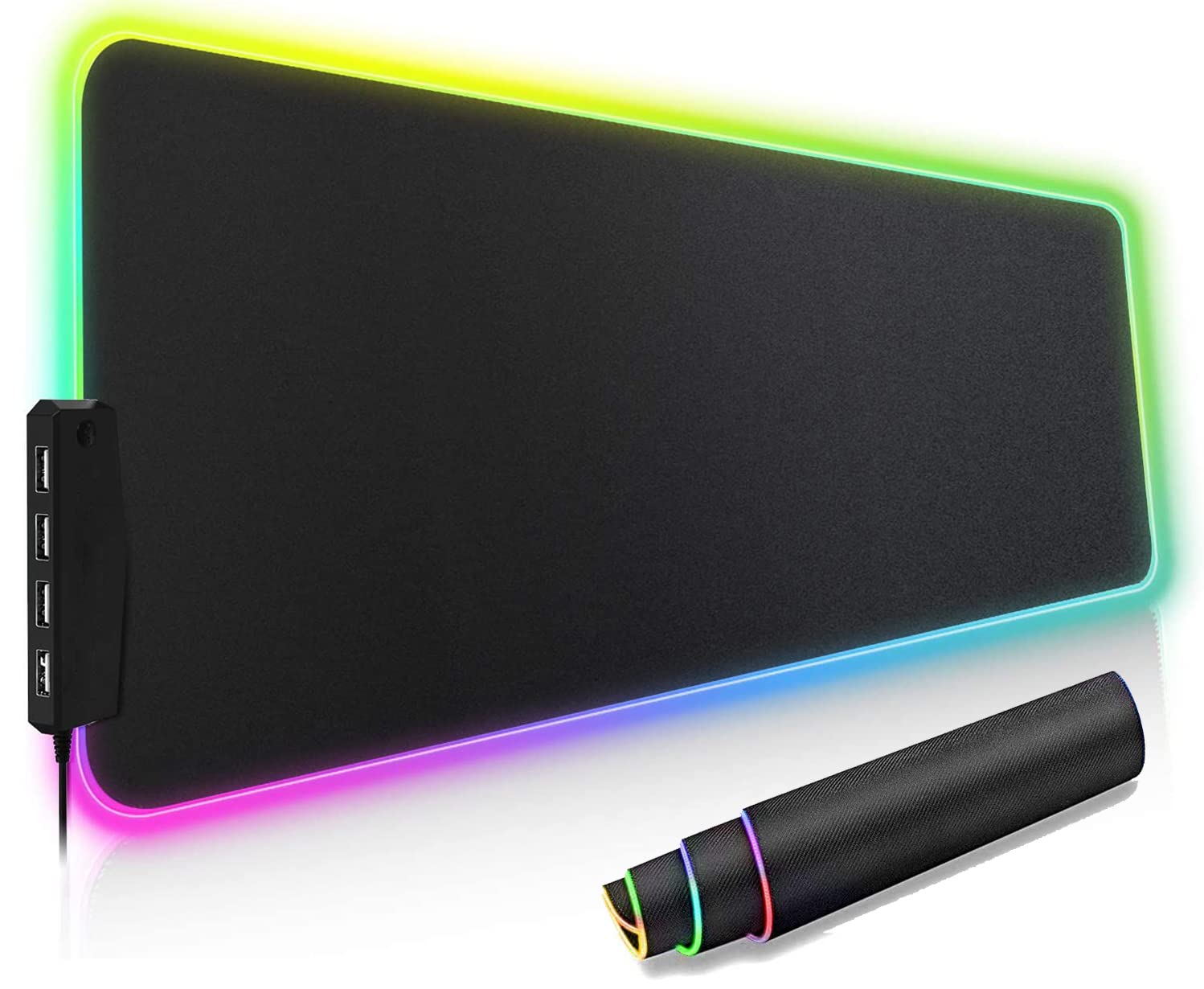 ゲーミングマウスパッド 大型キーボードパッド 防水RGB ズレない設計 4USBケーブル付属 【一年保証付き】 ブラック商品画像