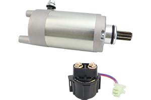 STABSOLI Starter Motor & Solenoid Relay for Yamaha Timberwolf 250 1992-2000, Tri-Moto 200 YTM200E 1983-1985, Tri-Moto 225 YTM225D 1983-1986, Moto-4 200 YFM200 1985-1989 29U-81800-61-00 4XE-81890-00-00