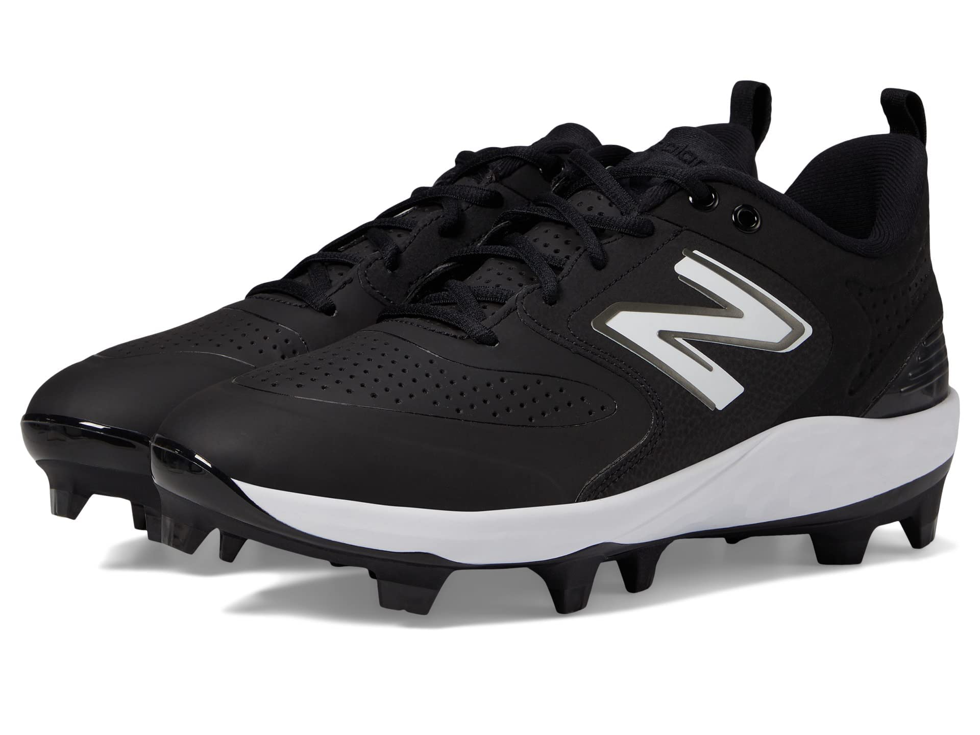 New Balance Men's Fresh Foam 3000 V6 Molded Baseball Shoe, Synthetic Black/White, 15 M Image
