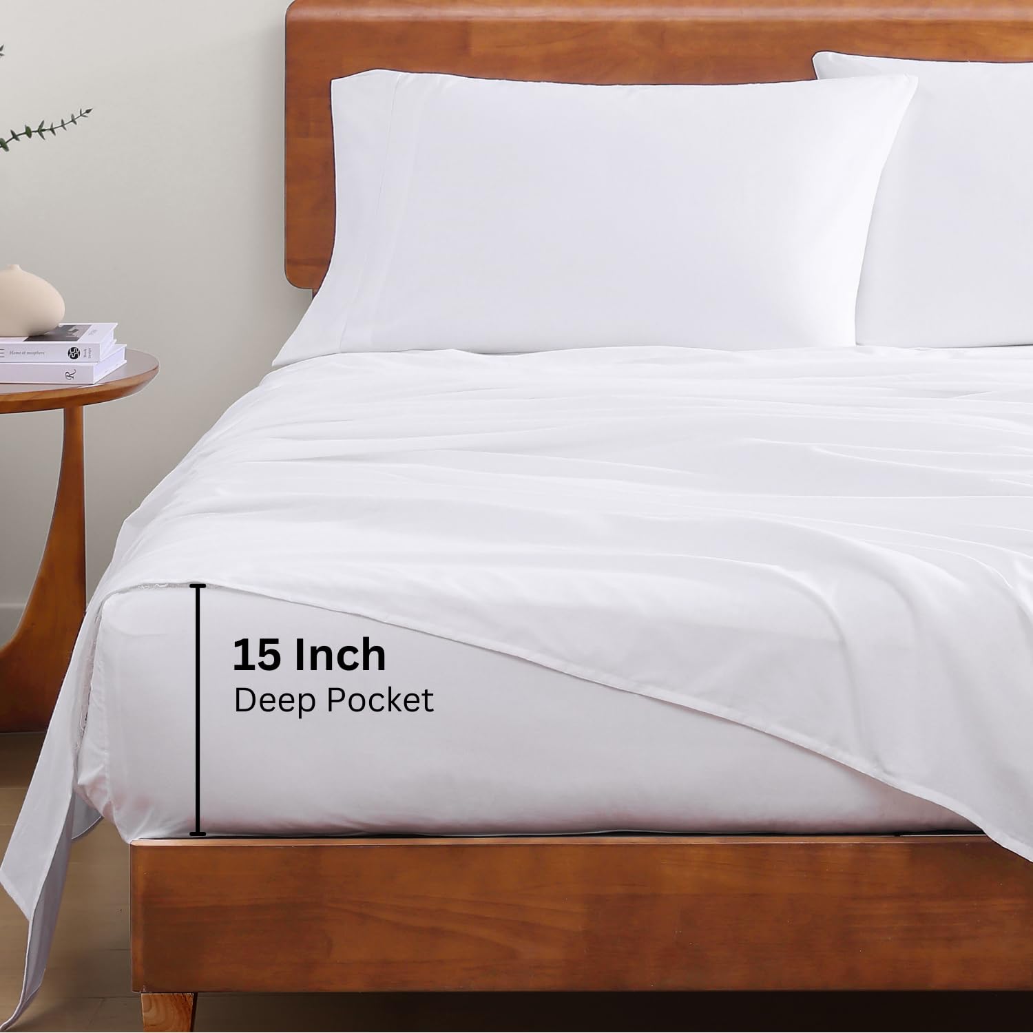 LANE LINEN Eco Friendly 100% Organic Cotton Queen Sheet Set, Soft & Comfy Fully Elasticized 15