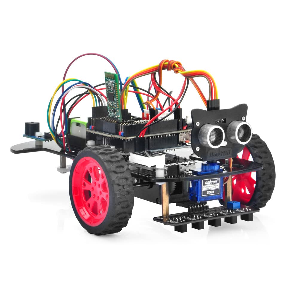 OSOYOO Model 3 Robot Car DIY Starter Kit for Arduino: Educational Motorized Robotics, Remote Control App, Learning How to Code, IOT Mechanical Coding for Teens and Adults
