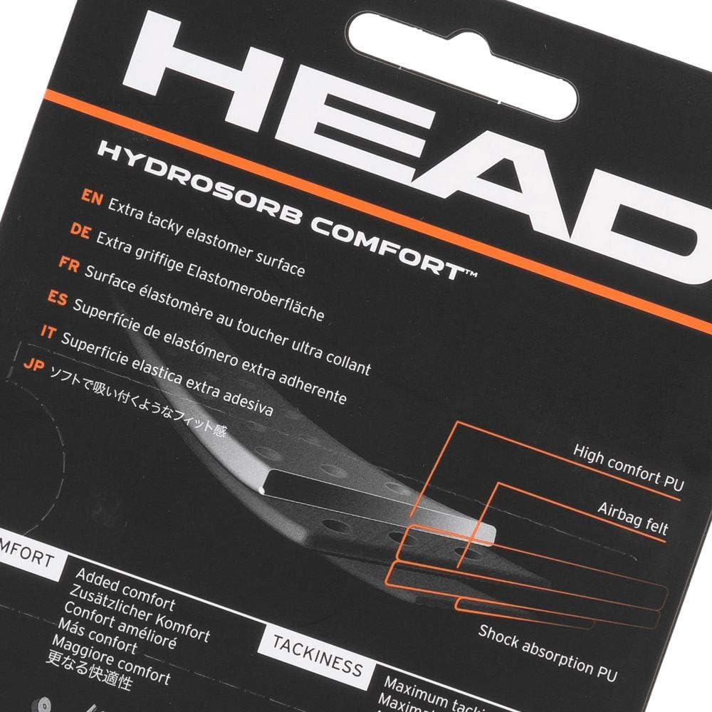 HEAD Hydrosorb Comfort Tennis Racket Replacement Grip - Tacky Racquet Handle Grip Tape - Black : Tennis Racket Grips