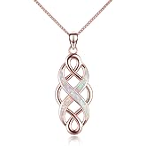 YFN Irish Celtic Knot Created Opal Pendant Necklace Sterling Silver Black Necklaces for Women Men 18"