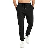 Indoner Men's Fleece Lined Joggers – Stretch Thermal Athletic Sweatpants Tapered Fit with Zipper Pocket for Running Gym