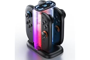 Charging Dock for Nintendo Switch 2 Joycons, Switch 2 Accessories with Dual-Sided Magnetic Connector and 12 RGB Lights, 4 in1