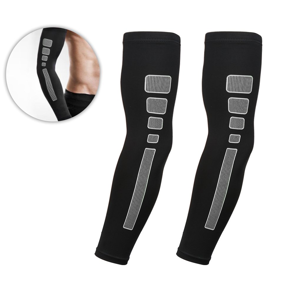 Vbiger 1 Pair Compression Arm Sleeves UV Protection Arm Sleeves Hand Cover Sleeves Anti-slip Arm Protectors for Men & Women