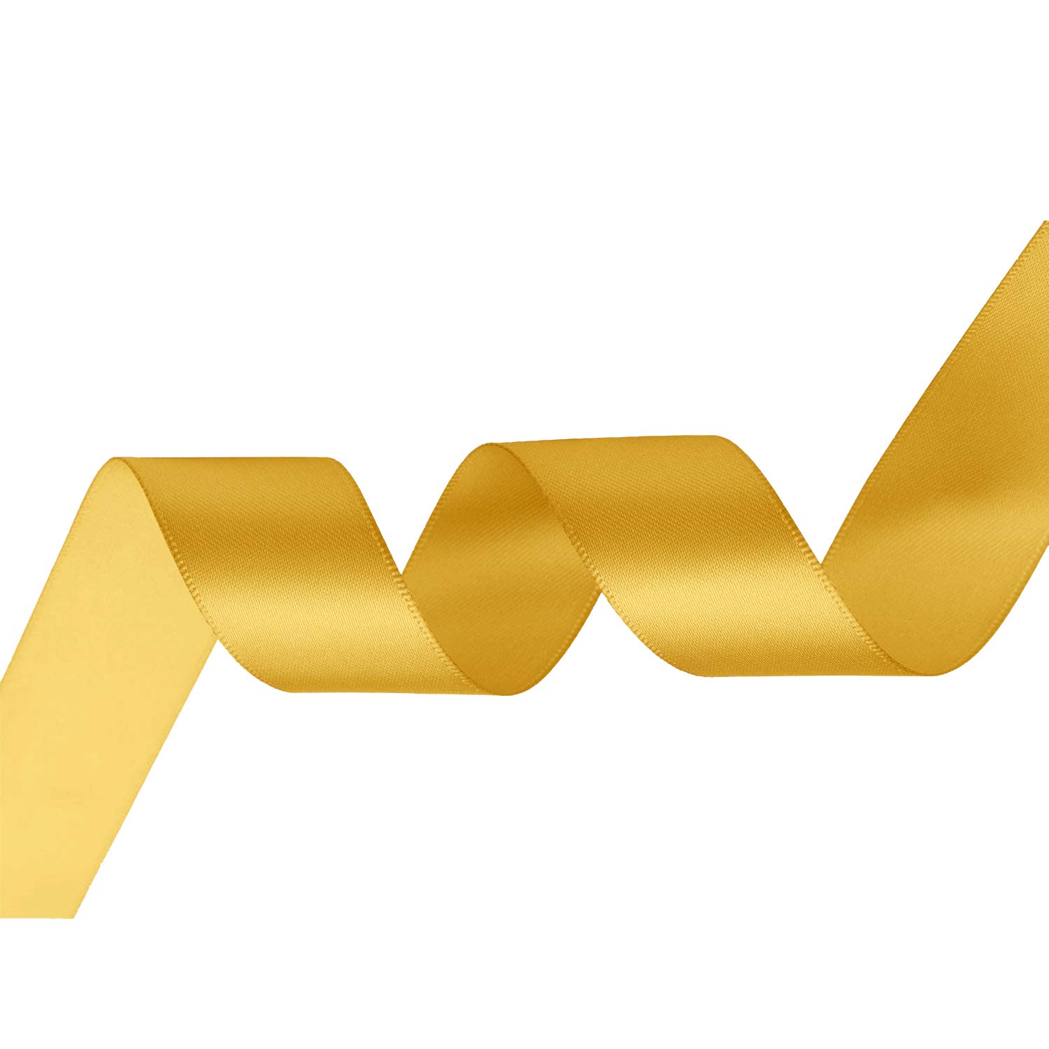 Trimming Shop Champagne Gold Ribbon Roll - 25mm x 25 Metres - Double Sided Satin Brightly Coloured - 100% Polyester - for Gift Wrapping, Decorating, Arts and Craft - Machine Washable