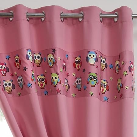Tony S Textiles Owl Design Pink Childrens Eyelet Ring Top Thermal