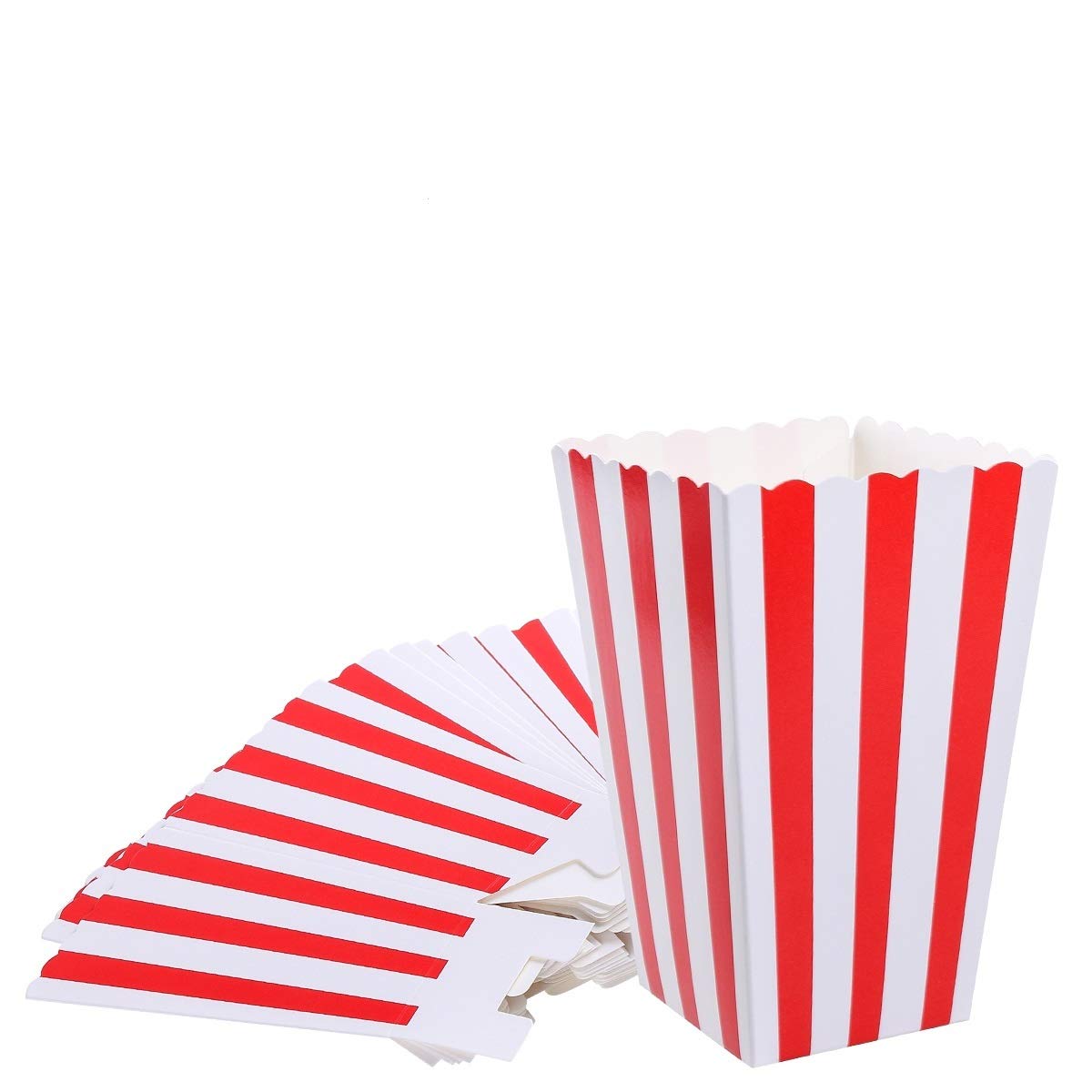 Popcorn Boxes Paper Popcorn Bags Holder White Red Striped Pack of 24