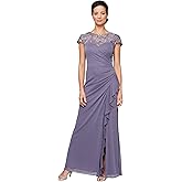 Alex Evenings Womens Long Length A-line Sweetheart Neck Gown with Cap Sleeves, Mother of The Bride, Formal Event Dress