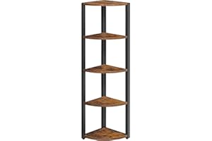VASAGLE 5 Tier Corner Shelf, Corner Bookshelf Bookcase, Storage Shelves, Plant Stand ULLS801B01